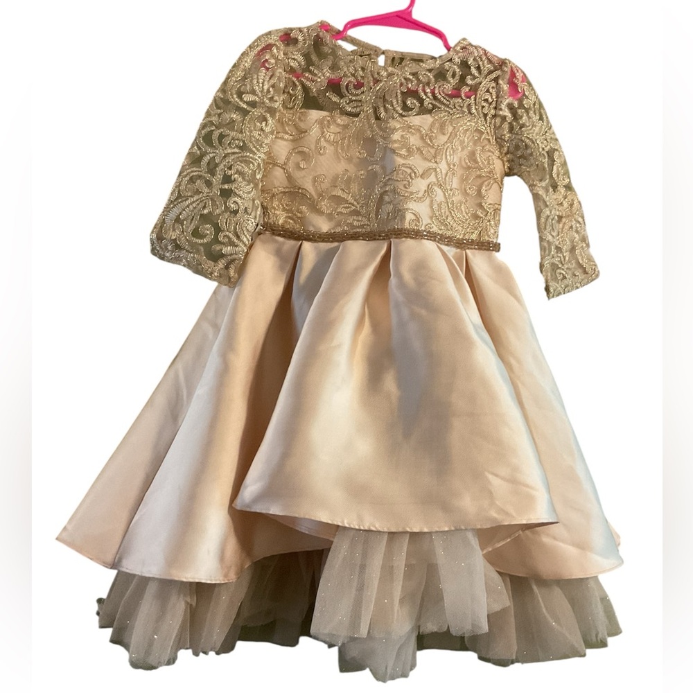 Chantilly Place Gold Formal Kids Dress